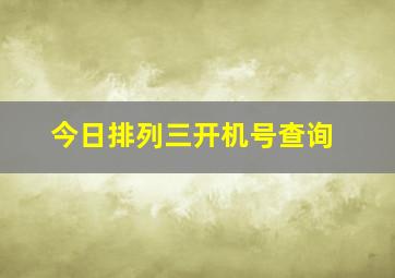 今日排列三开机号查询