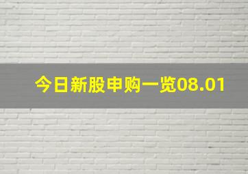 今日新股申购一览08.01