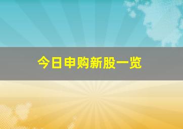 今日申购新股一览