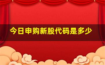 今日申购新股代码是多少