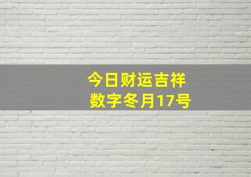 今日财运吉祥数字冬月17号