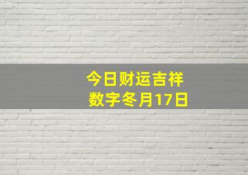 今日财运吉祥数字冬月17日