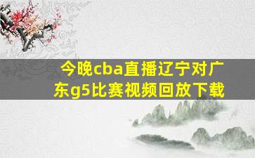 今晚cba直播辽宁对广东g5比赛视频回放下载