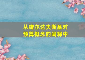 从维尔达夫斯基对预算概念的阐释中