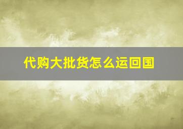 代购大批货怎么运回国