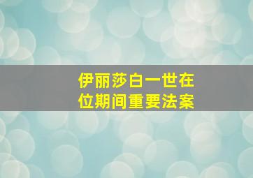 伊丽莎白一世在位期间重要法案