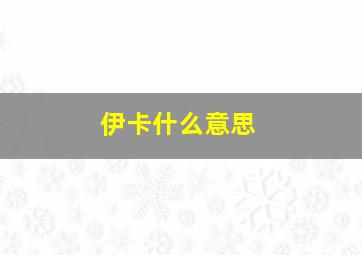 伊卡什么意思