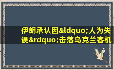 伊朗承认因“人为失误”击落乌克兰客机