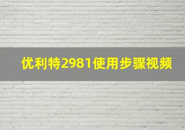 优利特2981使用步骤视频