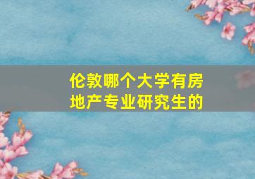 伦敦哪个大学有房地产专业研究生的