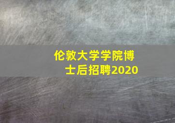 伦敦大学学院博士后招聘2020