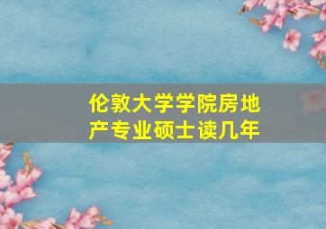 伦敦大学学院房地产专业硕士读几年