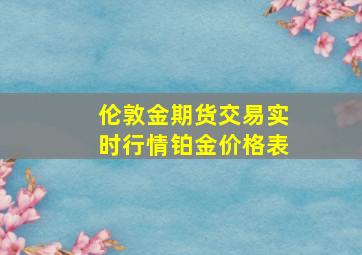 伦敦金期货交易实时行情铂金价格表