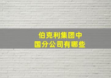 伯克利集团中国分公司有哪些