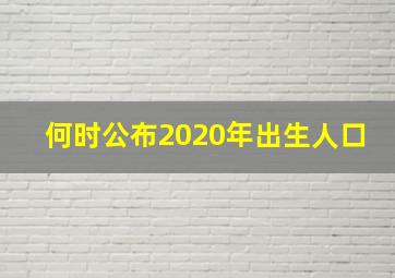 何时公布2020年出生人口