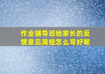 作业辅导班给家长的反馈意见简短怎么写好呢