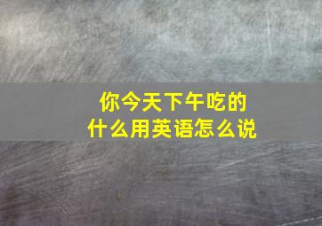 你今天下午吃的什么用英语怎么说