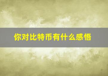 你对比特币有什么感悟