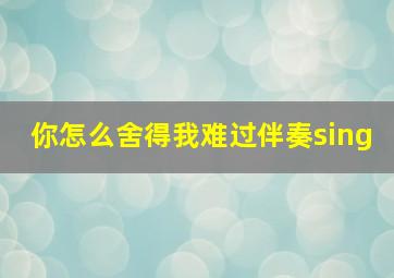 你怎么舍得我难过伴奏sing