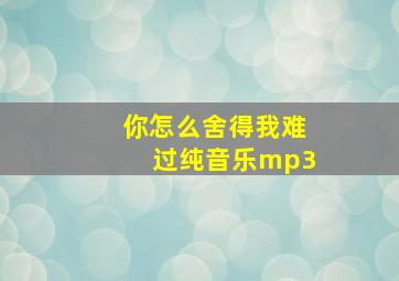 你怎么舍得我难过纯音乐mp3