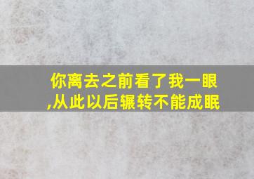 你离去之前看了我一眼,从此以后辗转不能成眠