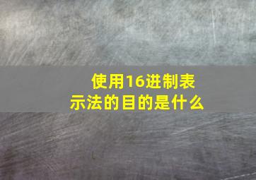 使用16进制表示法的目的是什么