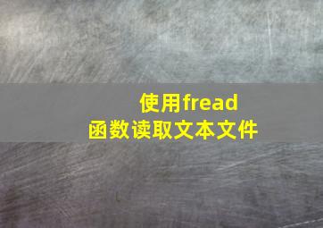 使用fread函数读取文本文件