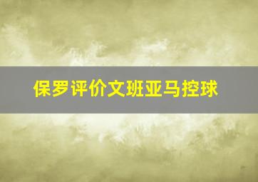 保罗评价文班亚马控球