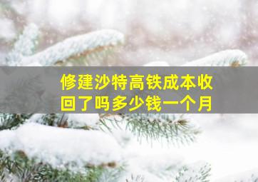 修建沙特高铁成本收回了吗多少钱一个月