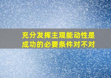 充分发挥主观能动性是成功的必要条件对不对