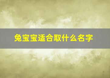 兔宝宝适合取什么名字