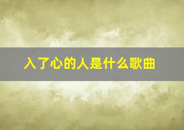 入了心的人是什么歌曲