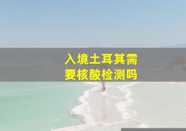 入境土耳其需要核酸检测吗