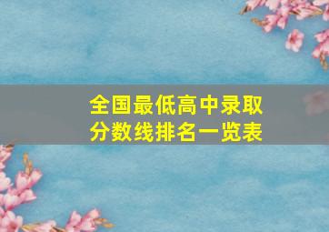 全国最低高中录取分数线排名一览表