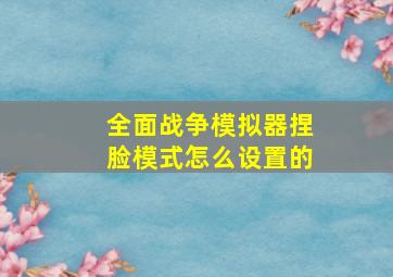 全面战争模拟器捏脸模式怎么设置的