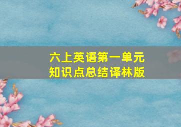 六上英语第一单元知识点总结译林版