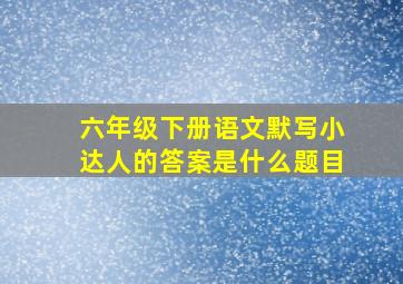 六年级下册语文默写小达人的答案是什么题目