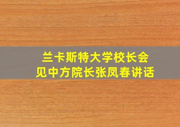 兰卡斯特大学校长会见中方院长张凤春讲话