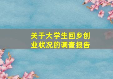 关于大学生回乡创业状况的调查报告