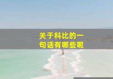 关于科比的一句话有哪些呢