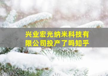 兴业宏光纳米科技有限公司投产了吗知乎