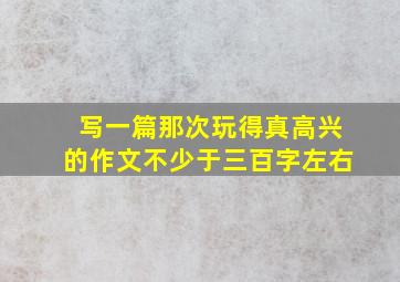 写一篇那次玩得真高兴的作文不少于三百字左右