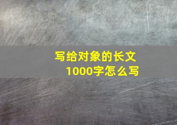 写给对象的长文1000字怎么写