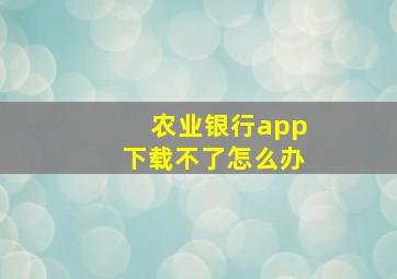 农业银行app下载不了怎么办