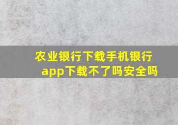 农业银行下载手机银行app下载不了吗安全吗