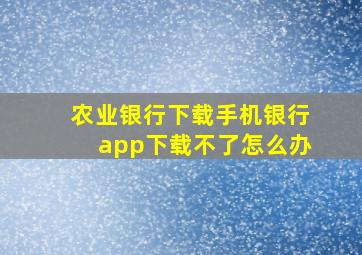 农业银行下载手机银行app下载不了怎么办