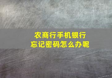 农商行手机银行忘记密码怎么办呢