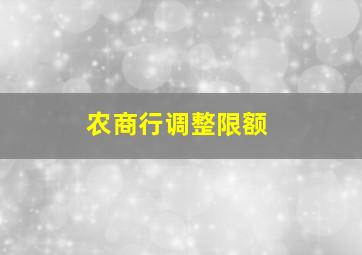 农商行调整限额