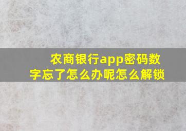 农商银行app密码数字忘了怎么办呢怎么解锁