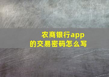 农商银行app的交易密码怎么写